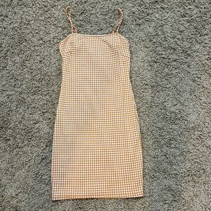 Yellow plaid mini dress